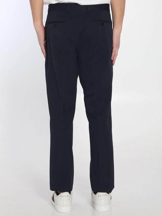  구찌 웹 디테일 코튼 개버딘 팬츠 794410ZABPQ 4020 blue - GUCCI