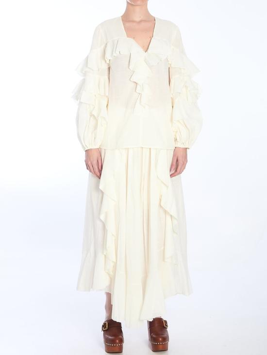 25SS 짐머만 롱 스커트 2457SRS252TEA WHITE - ZIMMERMANN