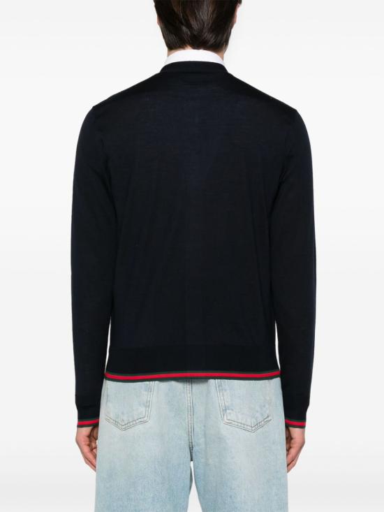 25SS 구찌 웹 브이넥 울 가디건  814529XKEJV4060 BLUE - GUCCI