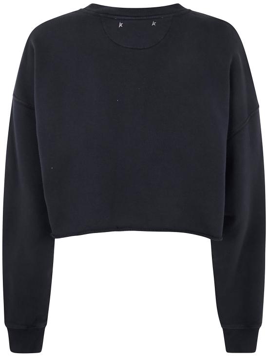  골든구스 크리스탈 프론트 크롭 코튼 스웨트셔츠 GWP02203P001896 90456 black - GOLDEN GOOSE