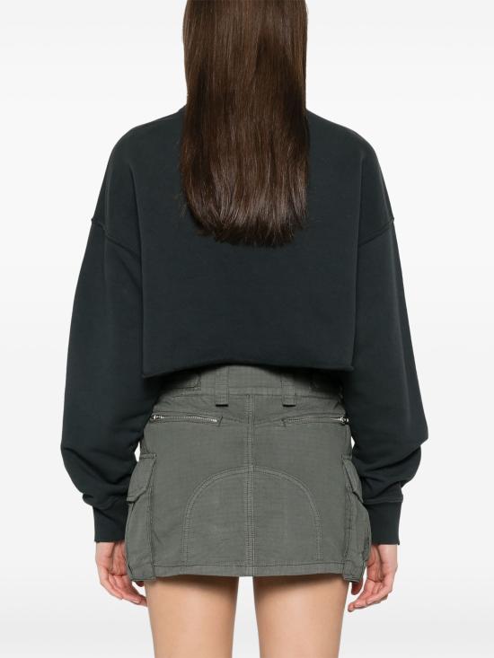  골든구스 크리스탈 프론트 크롭 코튼 스웨트셔츠 GWP02203P001896 90456 black - GOLDEN GOOSE