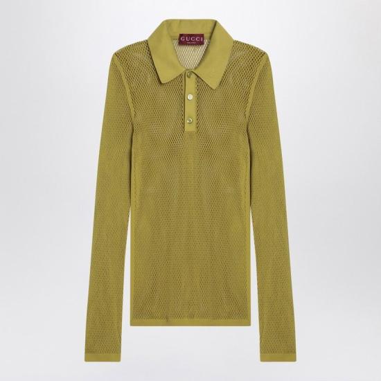  구찌 테크니컬 메쉬 클래식 칼라 티셔츠 821084XKEPG 3316 GREEN
