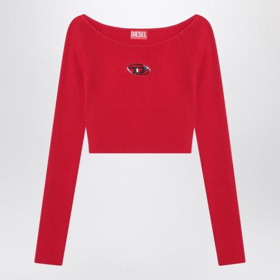 25SS 디젤 M 베라 립 니트 롱슬리브 오프 더 숄더 탑 A141890DLAX 42A RED