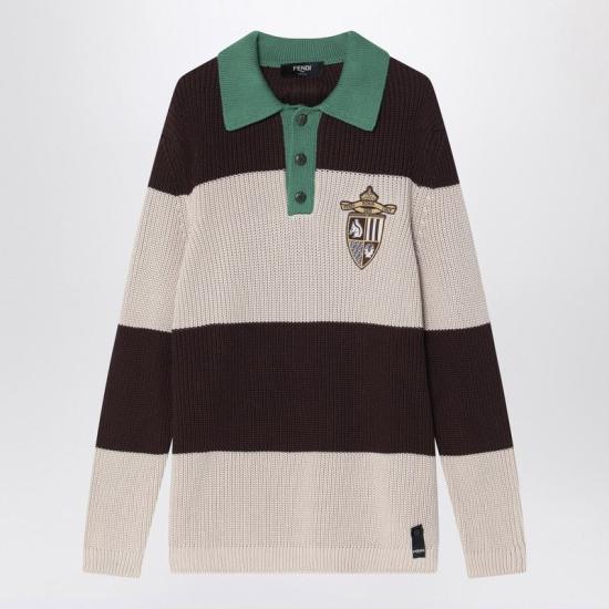 25SS 펜디 코튼 니트 폴로 셔츠 FZC358AU7S F1RWU BROWN