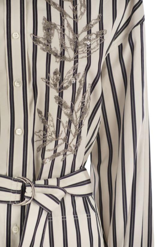 25SS 브루넬로 쿠치넬리 미디 원피스 MH765ARJ61 C046 WHITE BLACK - BRUNELLO CUCINELLI