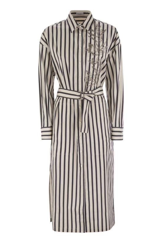 25SS 브루넬로 쿠치넬리 미디 원피스 MH765ARJ61 C046 WHITE BLACK