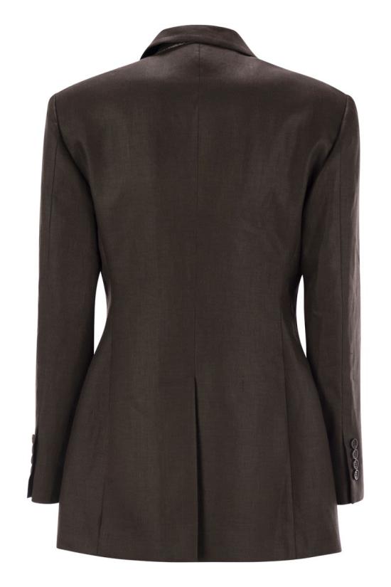 25SS 브루넬로 쿠치넬리 폴리쉬드 린넨 트윌 모닐리 블레이저  ML1427261 C273 BROWN - BRUNELLO CUCINELLI