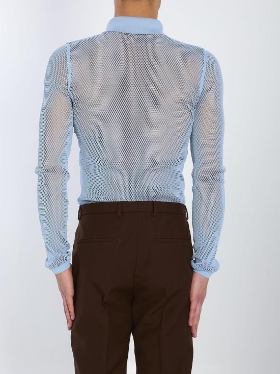 25SS 구찌 테크니컬 메쉬 클래식 칼라 티셔츠 821084XKEPG 4465 LIGHT BLUE - GUCCI