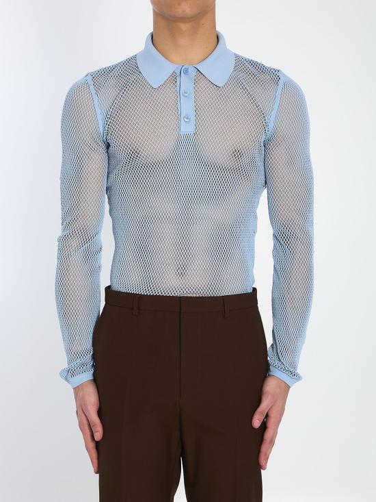 25SS 구찌 테크니컬 메쉬 클래식 칼라 티셔츠 821084XKEPG 4465 LIGHT BLUE