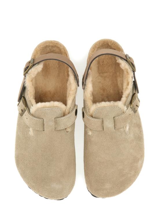  버켄스탁 Tokio 토키오 시어링 스웨이드 버클 클로그 뮬 샌들 1028349 TAUPE taupe - BIRKENSTOCK