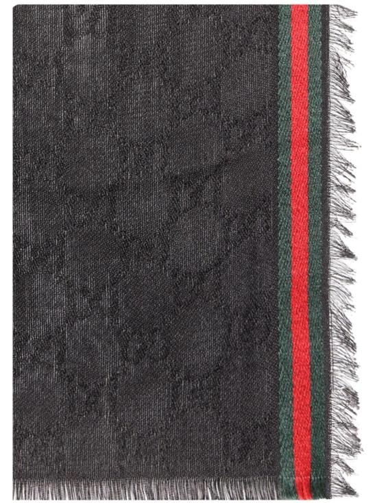 25SS 구찌 GG 로고 자카드 머플러 7952844G483 1066 black