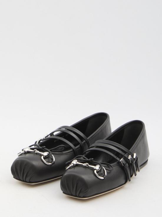 25FW 구찌 홀스빗 발레 플랫  814318AAEA4 1000 BLACK - GUCCI