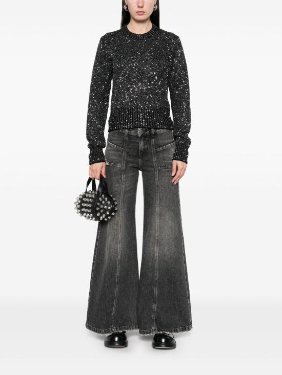 25SS 골든구스 전면 시퀸 울 블렌드 크롭 스웨터 GWP01165P00182390100 BLACK - GOLDEN GOOSE
