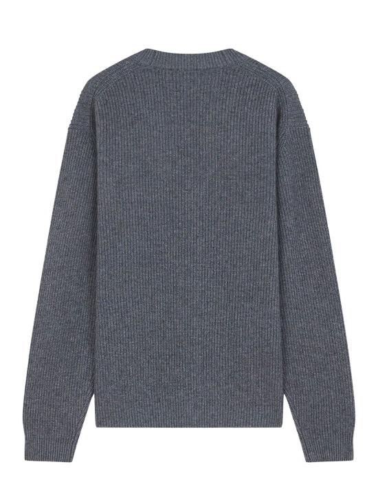  메종키츠네 볼드 폭스 헤드 패치 컴포트 립드 가디건 NM00501KT1093 GREY - MAISON KITSUNE