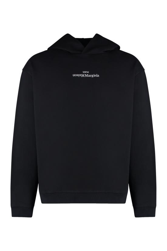  마르지엘라 업사이드 다운 자수 로고 후드 S50GU0167S25503962 BLACK WHITE EMBROIDERY
