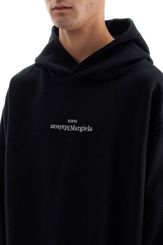  마르지엘라 업사이드 다운 자수 로고 후드 S50GU0167S25503962 BLACK WHITE EMBROIDERY - MAISON MARGIELA
