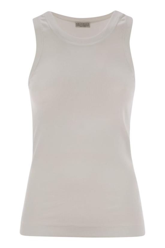 25SS 브루넬로 쿠치넬리 민소매 티셔츠 M0TC8FX230 C159 WHITE