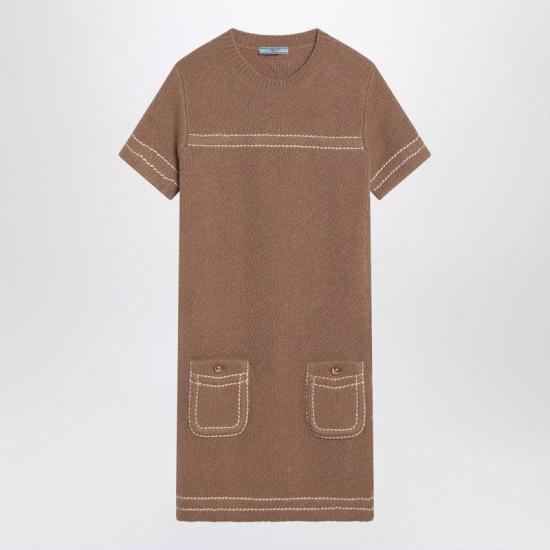 25SS 프라다 미디 원피스 23A08OOO1ISX F0040 BROWN