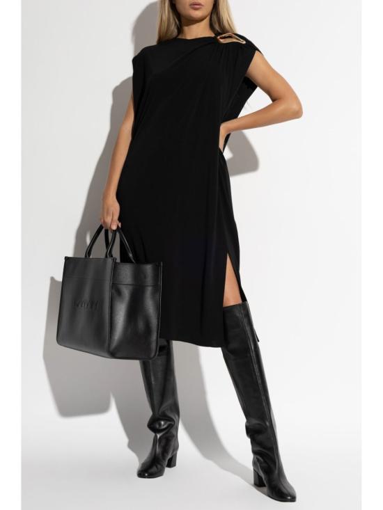  랑방 미디 원피스 RWDR00215088H24 10 BLACK - LANVIN