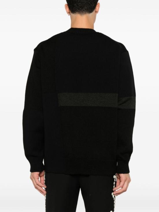  꼼데가르송 옴므 플러스 텍스처 패턴 크루넥 스웨터 HNN003W24 1 BLACK - COMME DES GARCONS