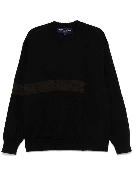  꼼데가르송 옴므 플러스 텍스처 패턴 크루넥 스웨터 HNN003W24 1 BLACK - COMME DES GARCONS