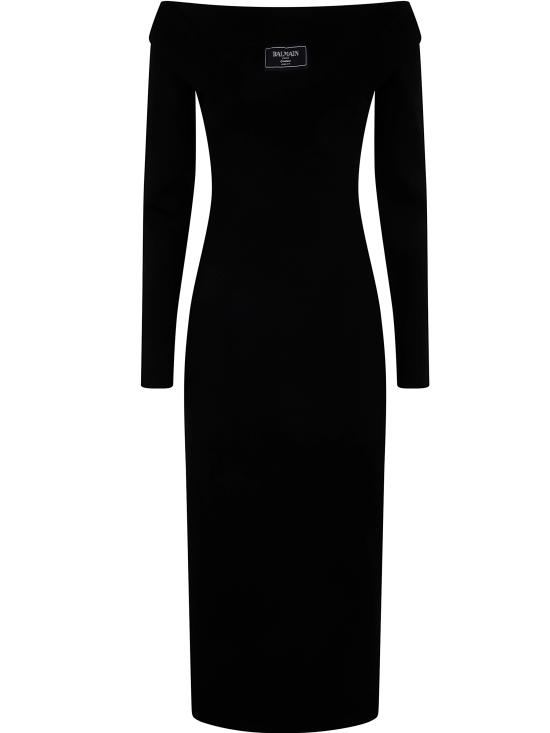 25SS 발망 미디 원피스 EF1RL109KH82 0PA BLACK