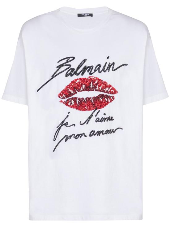 25SS 발망 반팔 티셔츠 EH1EH170PC74 GQV WHITE - BALMAIN