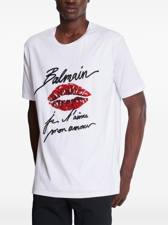 25SS 발망 반팔 티셔츠 EH1EH170PC74 GQV WHITE - BALMAIN