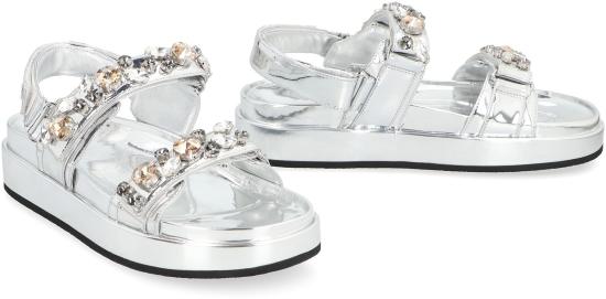 25SS 토리버치 키라 엠벨리시드 스포츠 샌들 164798 020 Silver - TORY BURCH