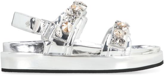 25SS 토리버치 키라 엠벨리시드 스포츠 샌들 164798 020 Silver - TORY BURCH