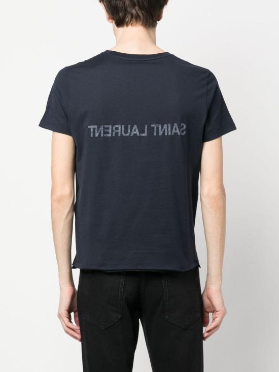  생로랑 리버스 티셔츠 663278 Y37AW4145 BLUE - SAINT LAURENT