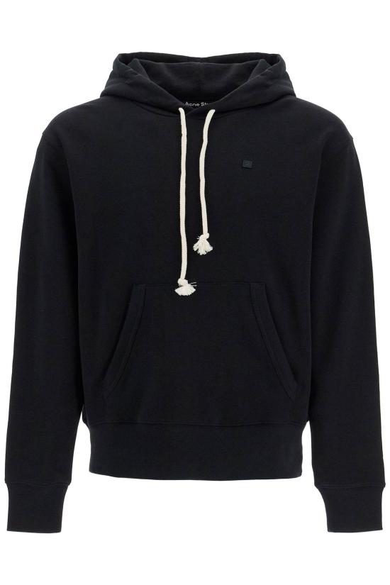  아크네 스튜디오 페이스 로고 코튼 후드 CI0174 900 BLACK