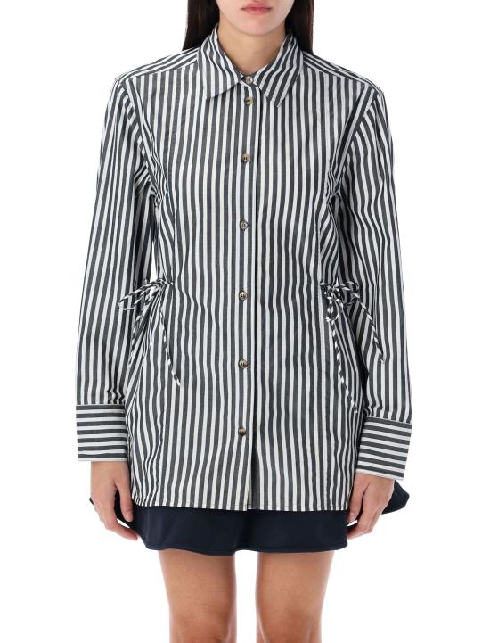 25SS 가니 블라우스 W00966475 099 BLACK STRIPES