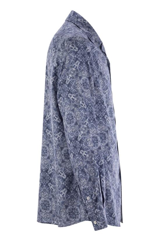 25SS 브루넬로 쿠치넬리 긴팔 셔츠 MM6910647 C007 BLUE - BRUNELLO CUCINELLI