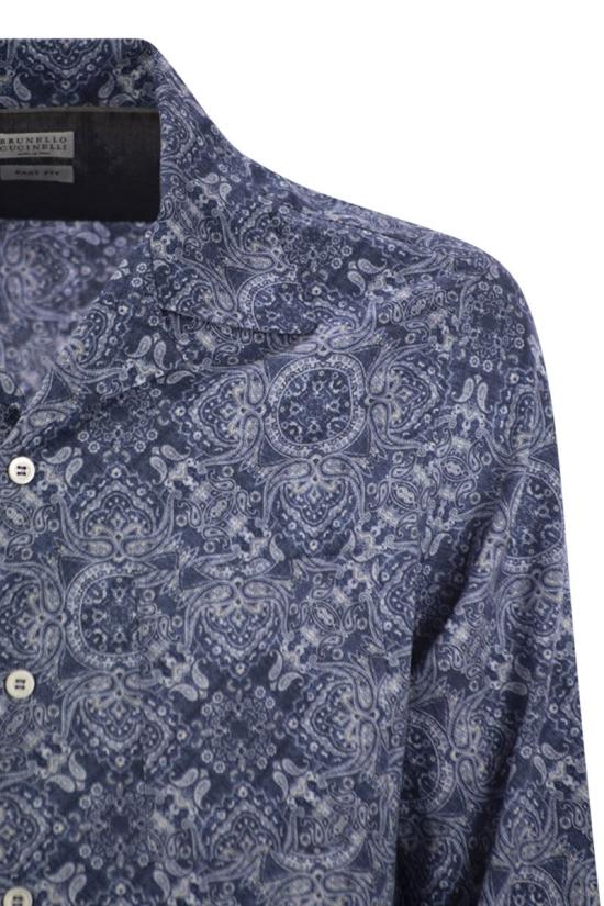 25SS 브루넬로 쿠치넬리 긴팔 셔츠 MM6910647 C007 BLUE - BRUNELLO CUCINELLI