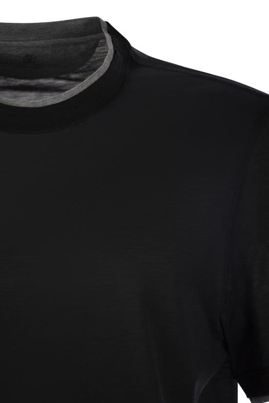 25SS 브루넬로 쿠치넬리 자수 로고 티셔츠 M0B137427 CCB75 BLACK - BRUNELLO CUCINELLI