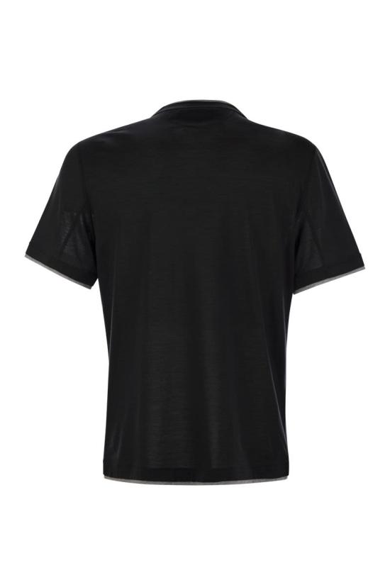 25SS 브루넬로 쿠치넬리 자수 로고 티셔츠 M0B137427 CCB75 BLACK - BRUNELLO CUCINELLI