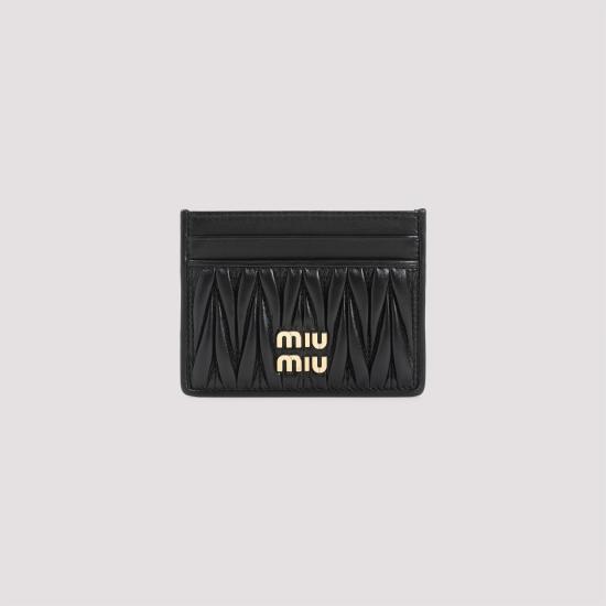 26FW 미우미우 마테라쎄 카드 나파레더 카드홀더 5MC076AFPP F0002 BLACK - MIU MIU