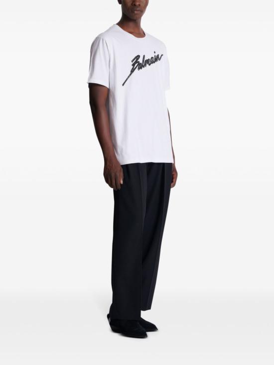 25SS 발망 반팔 티셔츠 EH1EH175PC70 BLANCNOIR - BALMAIN