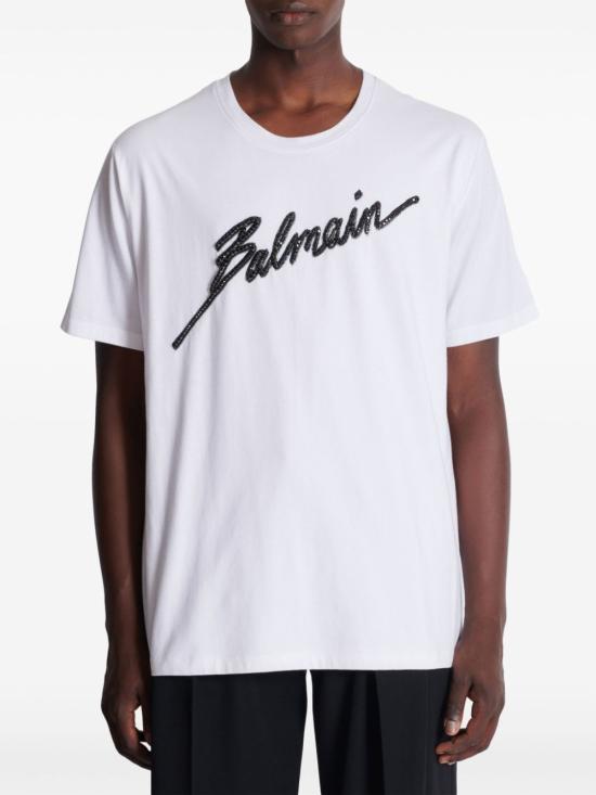 25SS 발망 반팔 티셔츠 EH1EH175PC70 BLANCNOIR - BALMAIN