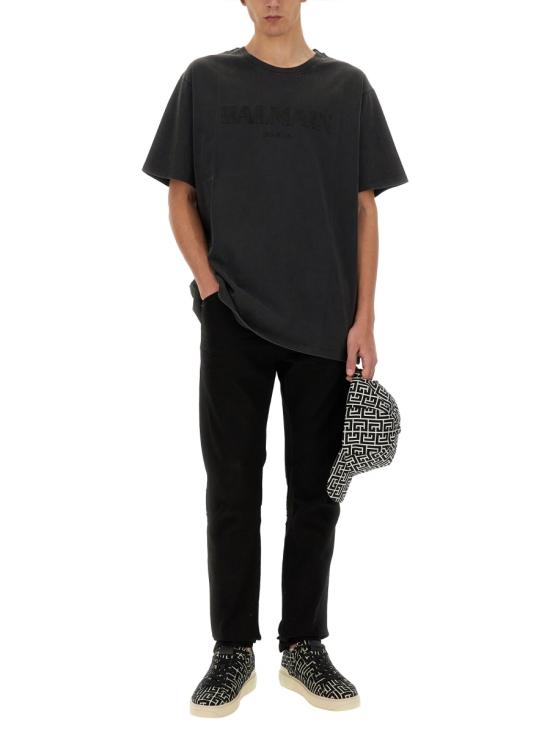  발망 반팔 티셔츠 DH1EG010BC72 CHARCOAL - BALMAIN