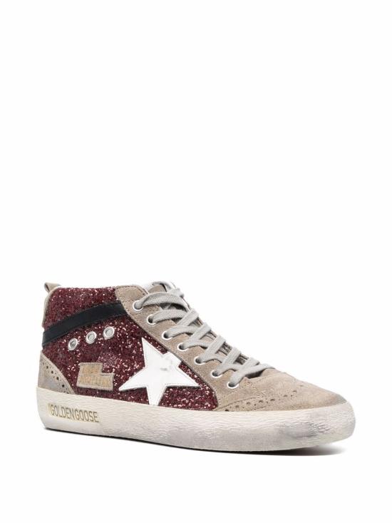  골든구스 미드 스타 스니커즈 GWF00122F00262681553 DARK RED TAUPE WHITE BLACK - GOLDEN GOOSE