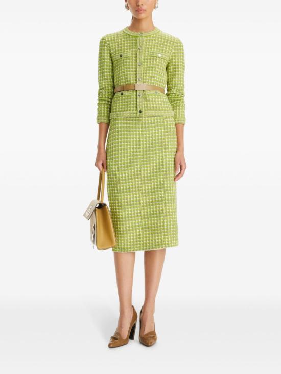  토리버치 크루넥 버튼 트위드 자켓 163244 962 green - TORY BURCH