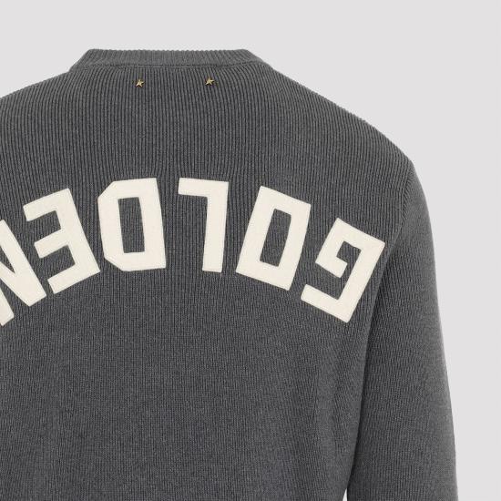  골든구스 로고 코튼 라운드넥 스웨터 GMP00841P000662 60304 grey - GOLDEN GOOSE
