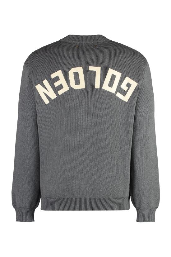  골든구스 로고 코튼 라운드넥 스웨터 GMP00841P000662 60304 grey - GOLDEN GOOSE