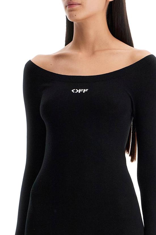 24FW 오프화이트 미디 원피스 OWHI055C99KNI001 1001 black - OFF WHITE