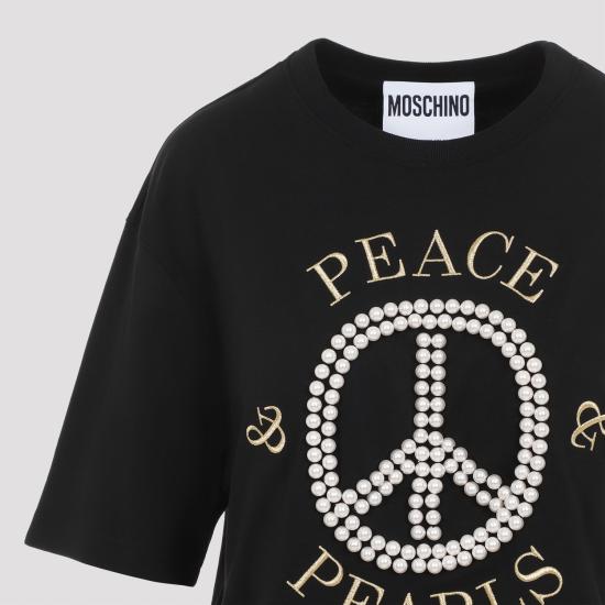 24FW 모스키노 반팔 티셔츠 242D07085442 3555 BLACK - MOSCHINO
