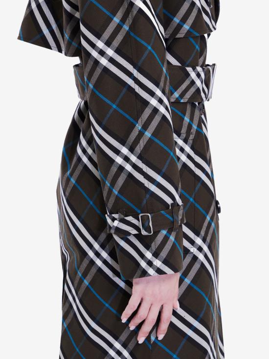  버버리 롱 체크 코튼 블렌드 트렌치 코트 8095300 C1213 BLACK - BURBERRY