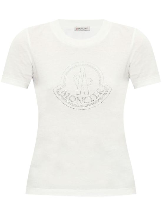 24FW 몽클레어 크리스탈 로고 티셔츠  8C00017829FB033 White