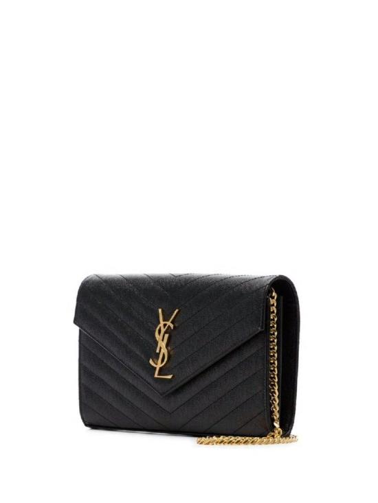 26FW 생로랑 레더 카산드라 체인 월렛 377828BOW01 1000 BLACK - SAINT LAURENT